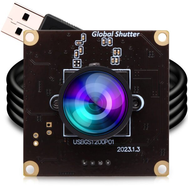 ELP 2MP Global Shutter USB Camera Board 90fps High Speed Webcam Module with Distortion-Free 120 Degree Wide Angle Slow Motion Camera 1920×1200 AR0234 for Computer, Laptop, Android Device